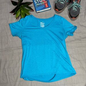 Nike Dri-FIT V-Neck Tee in Teal Blue
